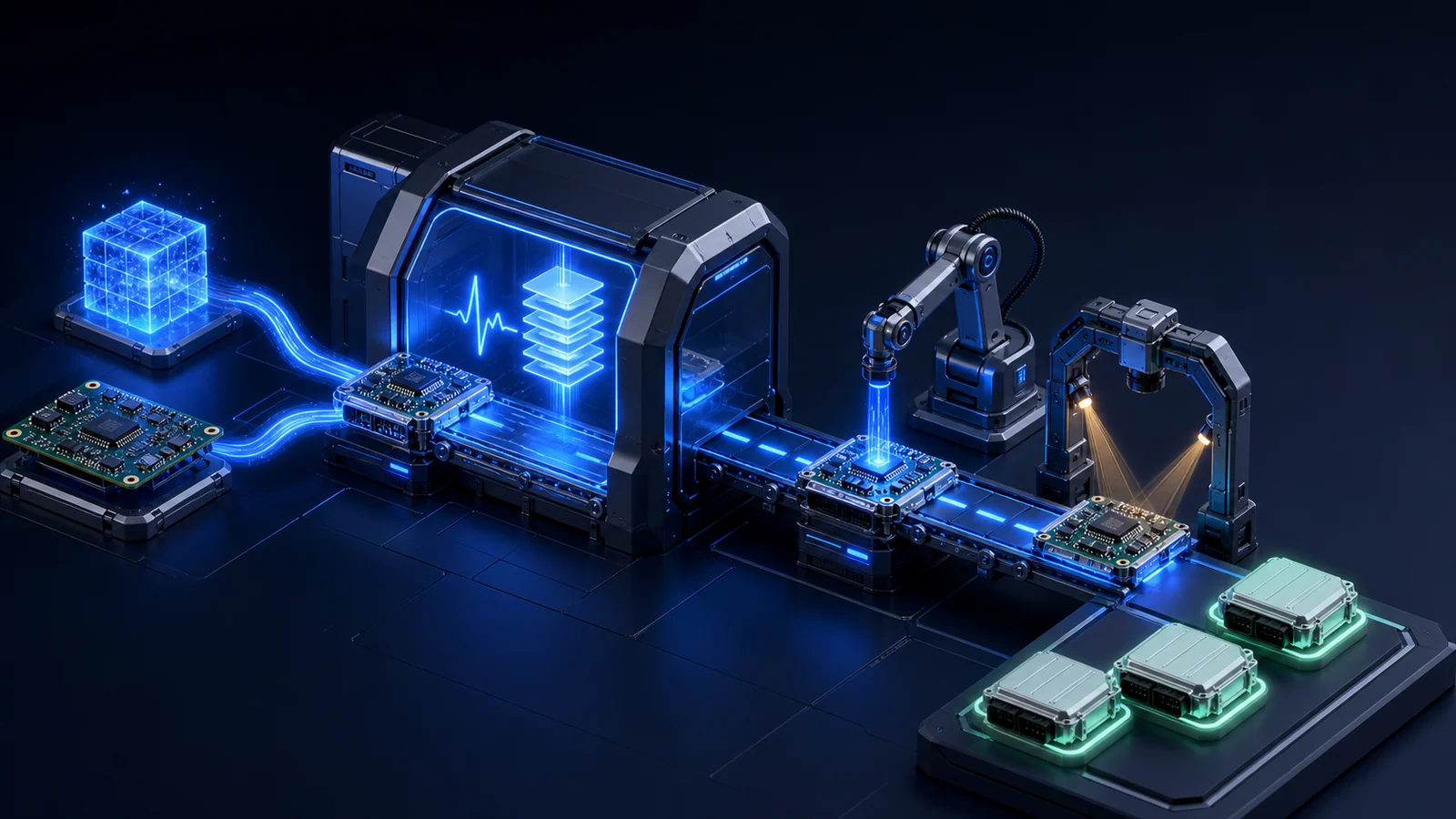 임베디드 소프트웨어를 최적화하고 양산 라인에서 검사하는 모습